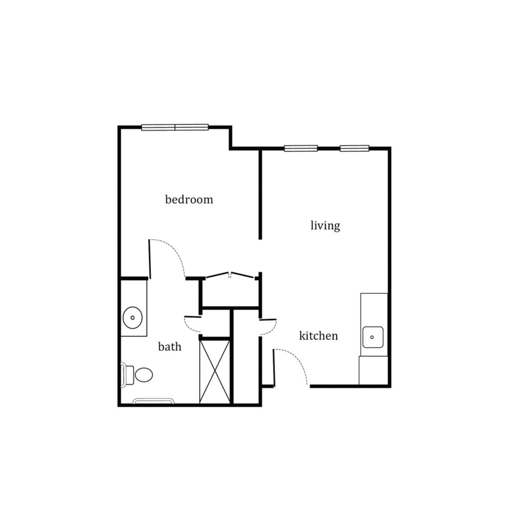 Assisted Living The Cypress – Grand One Bedroom floor plan image.