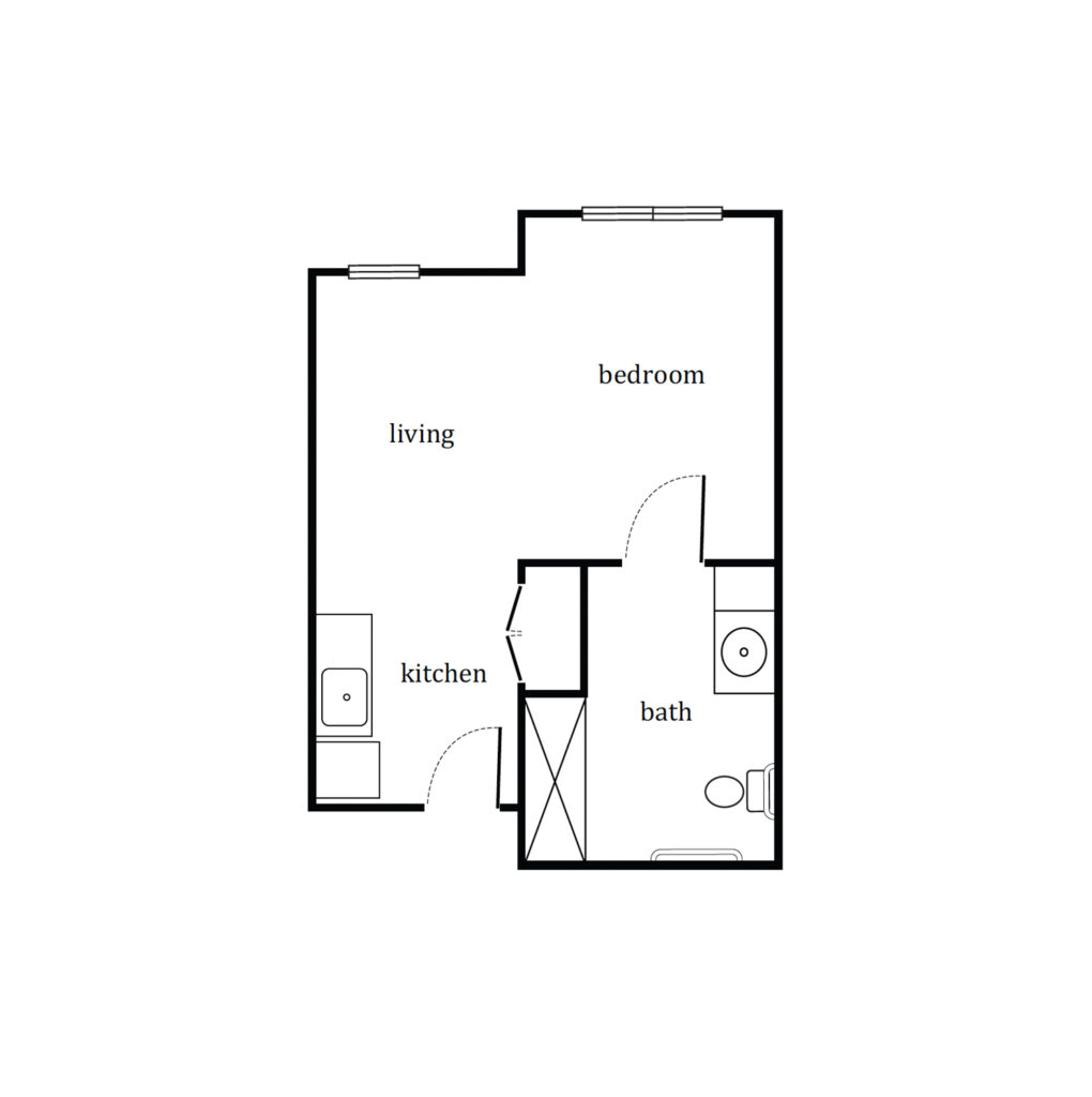 Assisted Living The Kingfisher – Studio floor plan image.